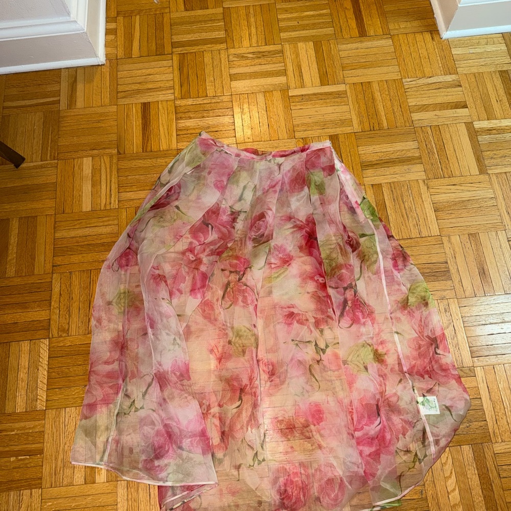 Shakuhachi Pink Floral Sheer organza Skirt